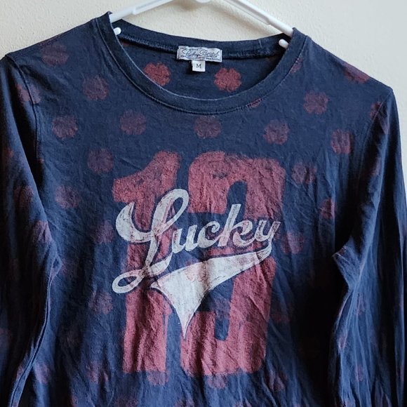 Lucky Brand Scoop Neck "Lucky 13" Long Sleeve Graphic T-Shirt Size Medium - Picture 5 of 16